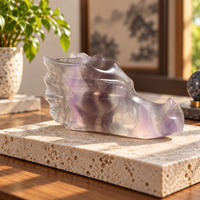 Sculpture en cristal de fluorite en forme de tête de dragon, pierre polie, pour décoration intérieure, collection, cadeau et vente en gros