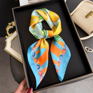 Lemon Print Satin <strong>Scarf</strong> for Women Silk Feel <strong>Square</strong> <strong>Scarf</strong> Fruit Pattern <strong>Scarf</strong> Italian Inspired Lemon <strong>Square</strong> <strong>Scarf</strong> 27 Inch OEM/ODM - Product Image 1