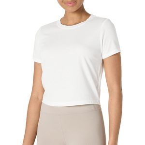 T-shirt court à manches courtes en coton doux pour femme, col rond, léger, idéal pour le yoga et l'entraînement - Product Image 1