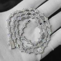 Cadena de Tenis NUOYA de 6.5mm con Diamantes VVS en Forma de Flor, Joyería Hip Hop, Plata de Ley 925, Collar de Cadena de Tenis con Moissanita
