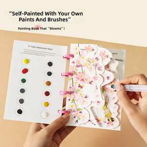 Carnet de peinture <span class=keywords><strong>aquarelle</strong></span> portable YUELU CPC LHAMA 240g, design découpé, carnet <span class=keywords><strong>aquarelle</strong></span> avec bouton champignon et 12 couleurs de peinture - Product Image 4