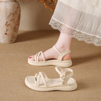Sandales de plage Paw-Step Roman pour femme, nouvelle collection été 2025, style féerique, fermeture à boucle solide, semelle souple anti-fatigue, doublure en PU, bout en caoutchouc
