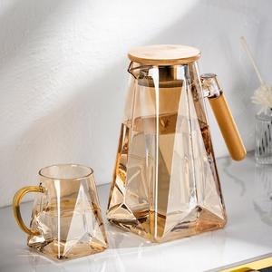 Hervidor de agua con forma de estrella de tres puntas, hervidor de agua fría de madera de nogal, hervidor de agua fría y hervida para el hogar de vidrio de borosilicato alto - Product Image 6