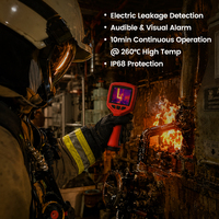 Caméra thermique de détection de fuites, imageur thermique infrarouge pour pompiers, alarme sonore et lumineuse, dispositif d'avertissement de haute température