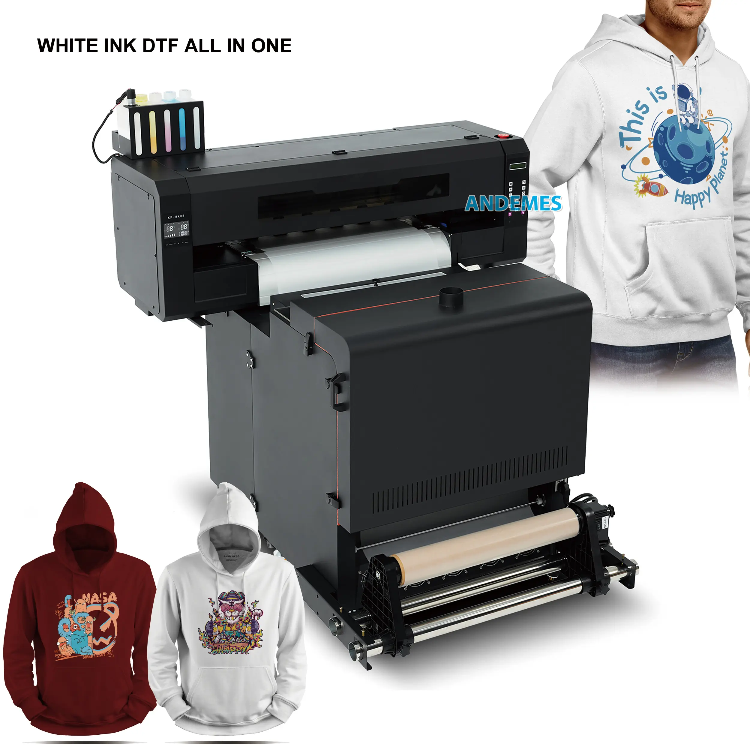 2023 nouvelle mise à niveau tout en un 24 pouces Double I3200 transfert de chaleur imprimante de film pour animaux de compagnie t-shirt machine d'impression de logo