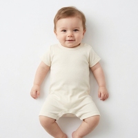 Yüksek Satış Oranlı %100 Pamuklu Bebek Tulumu Yaka Detaylı Düz Renk Kısa Kollu Unisex Bebek Bodysi Özel Tasarım Bebek Romperi
