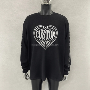 <span class=keywords><strong>T</strong></span>-<span class=keywords><strong>Shirt</strong></span> in cotone 100% personalizzato con serigrafia pesante oversize e squadrata <span class=keywords><strong>T</strong></span>-<span class=keywords><strong>Shirt</strong></span> Waffle a maniche lunghe per gli uomini - Product Image 3