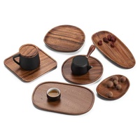Plateau en bois de noyer massif avec revêtement en huile végétale naturelle, ovale ou rectangulaire, pour servir des sushis, des apéritifs, des desserts, pour les restaurants et la restauration
