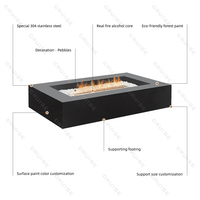 CRUISE 1250*758*290mm ensembles de chauffage de jardin extérieur de haute qualité en acier grand Rectangle Propane Table de foyer au gaz naturel