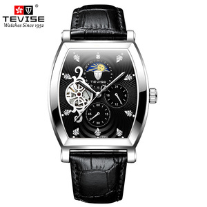 Montre automatique de haute qualité, montre de luxe avec boîtier carré, bracelet en cuir, montre pour homme - Product Image 2