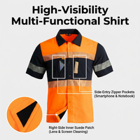 Chemise de sécurité haute visibilité JIADE PPE en tissu extensible 4 directions pour homme, gabardine 150D, haut réfléchissant avec ourlet en daim pour les travaux d'ingénierie et d'arpentage