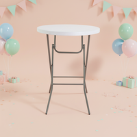 Table pliante moderne d'extérieur légère avec cadre métallique, 32 pouces, blanche, en plastique, pour événements, vente en gros