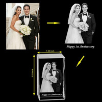 Cadre photo en cristal cube 2D/3D personnalisé, gravure au laser, logo personnalisé pour mariage, anniversaire, Noël, cadeaux