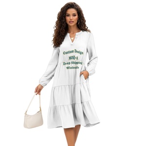 Stile Casual Hawaii spiaggia stampa su richiesta Shaka segno a mano da donna con scollo a V abito Patchwork in vita tessuto in poliestere e Spandex - Product Image 5