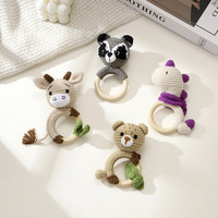 Hochet en peluche fait main, animaux en crochet, poupées tricotées pour bébé, jouets apaisants, jouets à mâcher, fabrication Henan