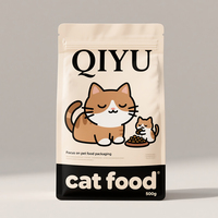Personnalisé 500g feuille d'aluminium fond plat debout Ziplock sac d'emballage alimentaire pour animaux de compagnie avec des caractéristiques de sécurité pour la nourriture sèche pour chat