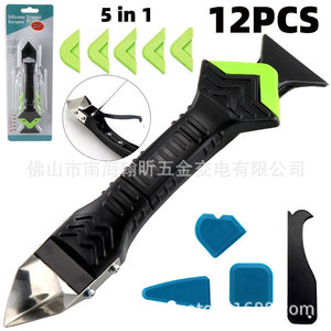 Silicone Trowel Scraper 12Pcs 5 In 1 Stainless Steel Blade Ergonomic Handle For Diy Plastering And Sealant Application - Product Image 1