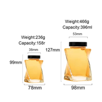 Vente en gros de pots en verre au design unique et nouveau, 150 ml, 360 ml, 500 g, pour miel, confiture, gelée, cornichons, sauces, épices, emballages vides réutilisables