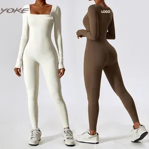 YOKE European and American autumn and winter tight long sleeved yoga suit for women's nude fitness exercise