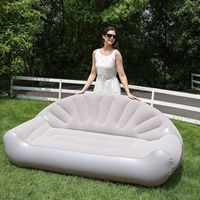 Canapé gonflable en PVC à double dossier en éventail, floqué, portable, pour camping en extérieur, modèle AA027, directement de l'usine, prêt à être expédié