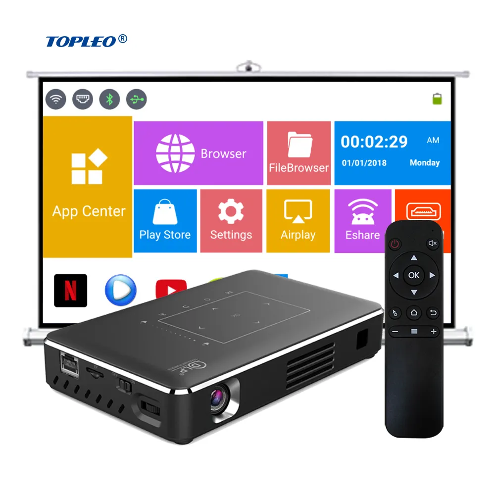 Topleo P10 II Android 65 lumens Smart Dlp Projector Home Theater Portable Mini Smart Projector