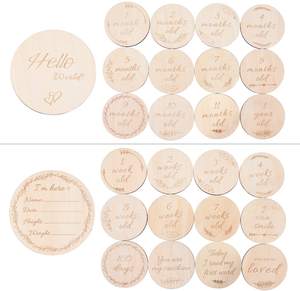 Cartes de <span class=keywords><strong>grossesse</strong></span> gravées personnalisées 13 annonces de jalons mensuels en bois de fée double face fabriquées à la main pour bébé - Product Image 6