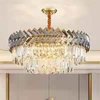 Lustre moderne pour hôtel, lampe de salon, cuisine, suspension en cristal gris, éclairage suspendu E14
