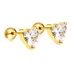 Pendientes de Corazón de Circonita Cúbica Chapados en Oro de 18k al por Mayor, de Acero Inoxidable, Impermeables, para Mujer, con Diamantes, Tipo Stud, Diseño de Amor - Product Image 5