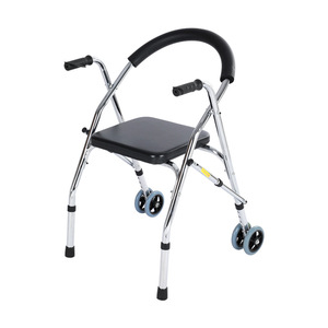Wheeled <b>Walker</b> With Seat For <b>Elderly</b> Mobility Aid Lightweight Aluminum Frame Four Wheels Rolling <b>Walker</b> For Senior Support - Product Image 3