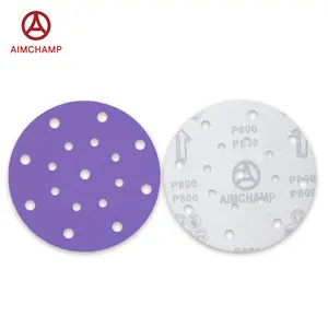 6 Inch 17 Holes Purple Surfaces Polish Self-Adhesive Round Hook And Loop Abrasive Tools Sandpaper Sanding Discs