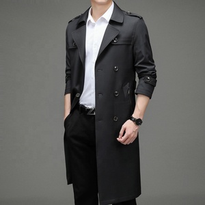 Nouveau <span class=keywords><strong>Manteau</strong></span> Long <span class=keywords><strong>Homme</strong></span> Printemps-Automne 2026 en <span class=keywords><strong>Laine</strong></span>/Soie Tissée, Simple et Décontracté, Anti-Plis, Double Boutonnage, Couleur Unie - Product Image 3