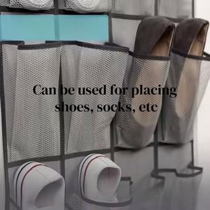 24-Pocket Strong Over-Door Shoe Organizer Large Breathable Mesh Hooks Hanging Wardrobe <b>Cabinet</b> Rack <b>Storage</b> Non-Woven Fabric - Product Image 2