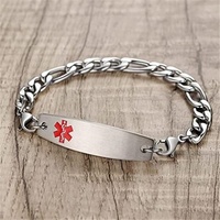 Yiwu Aceon – plaque de couleur personnalisée avec Logo médical en acier inoxydable, étiquette de remplacement, chaîne Figaro interchangeable, Double fermoir