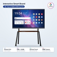 65 75 86 Inci OEM ODM 4K Panel Datar Interaktif dengan Stand Mobile, Kamera 48MP, Sentuh 40 Titik, Android 16, 8GB 128GB, Papan Tulis Rapat