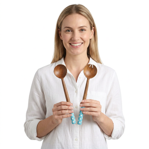 Multi-Use Wood Food Strainers Drain Basket Rotary Handle Fruit Washer Quick Dry Vegetable Lettuce Dryer <b>Salad</b> <b>Tools</b> Spinner - Product Image 2