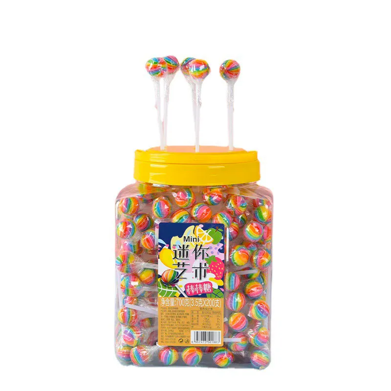 wholesale snacks canned art candy children's snack mini rainbow lollipop