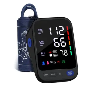 Monitor Digital electrónico de presión arterial para adultos, máquina de electroestimulación del brazo, color azul, LED, autodesarrollo, precio al por mayor