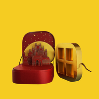 Boîte d'emballage rigide en papier STPP pour 4 biscuits/gâteaux, idéale pour les créations 3D en papier, avec insert en papier doré