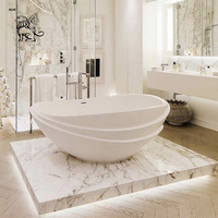 BLVE décor à la maison salle de bain baignoires pierre naturelle ronde autoportante baignoire en marbre de Carrare baignoire MBBG-23