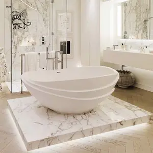 BLVE Home Decor bagno vasche da bagno pietra naturale rotonda vasca da bagno autoportante vasca da bagno in marmo MBBG-23