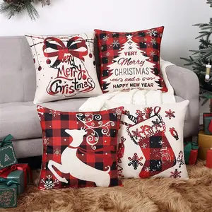 2023 Best Selling Christmas Santa Claus Sofa Decorative Cover With Zipper christmas cushion covers Home Linen Pillow Case