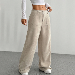 <span class=keywords><strong>Pantalon</strong></span> large <span class=keywords><strong>en</strong></span> velours côtelé Vêtements décontractés Poches avant et arrière Coupe ample Couleur unie Style de banlieue europé<span class=keywords><strong>en</strong></span> et américain - Product Image 3
