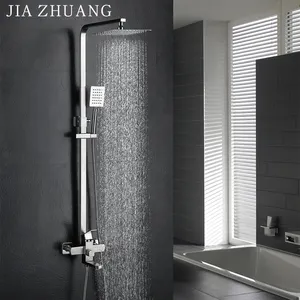 壁挂式方形浴室淋浴龙头系统带花洒和可调节滑吧的花洒淋浴装置