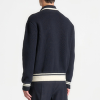 Pull cardigan en tricot à manches longues pour homme, à rayures et blocs de couleur