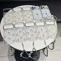 Nouvelle Coque de Téléphone de Luxe au Design Innovant pour iPhone 18 17 16 15 14 Plus 13 12 11 Pro Max avec Paillettes, Effet Aurore, Sangle Nœud et Procédé de Résine Époxy