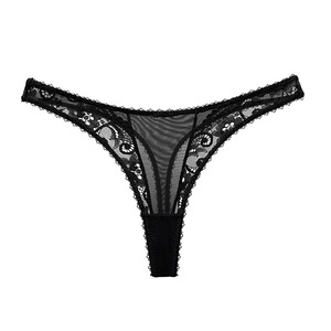 Culottes string pour femmes en dentelle florale et résille transparente, taille basse, avec nœud décoratif, lingerie transparente, vente en gros - Product Image 3