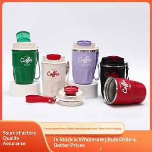 Tasse à café octogonale moderne et élégante en acier inoxydable 316 avec couvercle rabattable et isolation thermique - Product Image 2