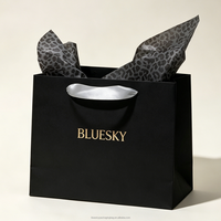 Sac cadeau de luxe en papier d'art avec poignée en ruban pour bijoux de mariage, montres et lunettes, idéal pour la vente au détail, avec papier de soie