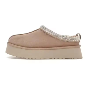 Sangpo femmes hiver chaussures thermiques <span class=keywords><strong>en</strong></span> peau de mouton Taz bottes de neige épaisse laine demi pantoufles Style ethnique orteil sans lacet respirant - Product Image 4