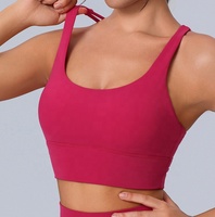 Soutien-gorge de sport pour femme, doux pour la peau, dos croisé à bretelles, maintien moyen, coupe longue, coussinets amovibles, pour Pilates, Fitness, Gym, Yoga